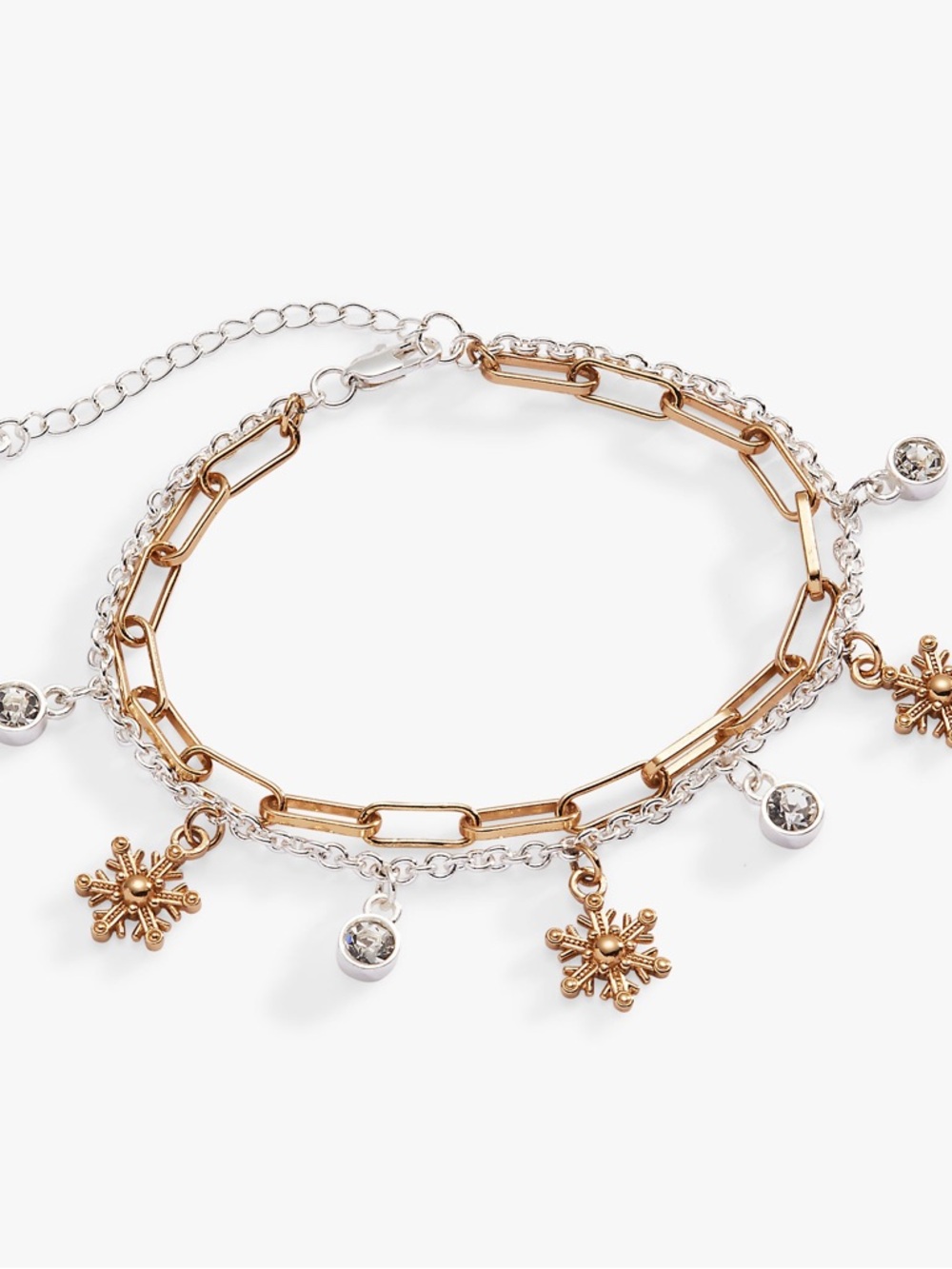 Snowflake Charm Adjustable Bracelet Silver and Gold | ALEX + ANI